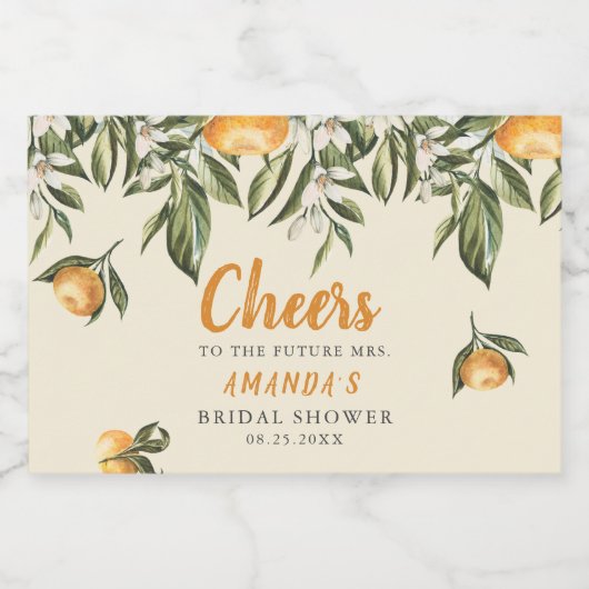 Blühendes Zitrusfrüchte-Brautparty Weinkeller Schaumweinetikett (Einzelnes Label)