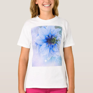 blüht-blau-funkeln-süß-lächeln-mädchen-mädchen T-Shirt