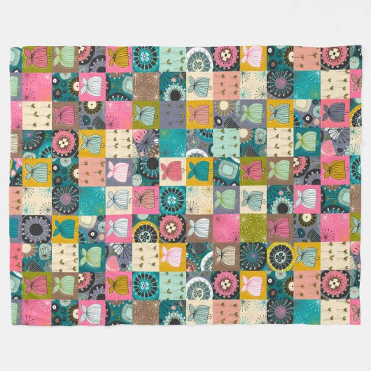 blüht Patchwork Fleecedecke (Vorderseite (Horizontal))