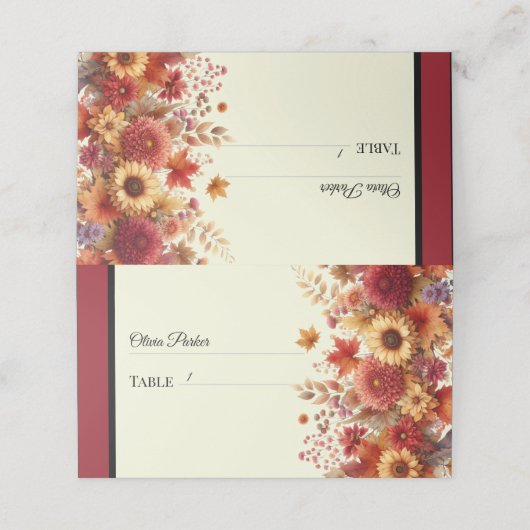 Blühtest Aquarellcreme Place C Platzkarte (Außenseite Aufgefaltet)