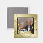 Blühtest Gold Black 50. Hochzeitsszenario Foto Magnet (Vorderseite/Rückseite)