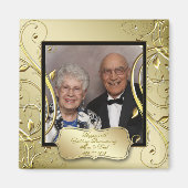 Blühtest Gold Black 50. Hochzeitsszenario Foto Magnet (Vorne)