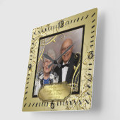 Blühtest Gold Black 50. Hochzeitsszenario Foto Quadratische Wanduhr (Winkel)