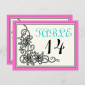 Blühtest Weinrosa türkis Hochzeit Tischnummer (Vorne/Hinten)