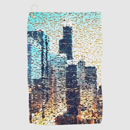 Bluisches Mosaik aus Großstadt Golfhandtuch (Vorderseite)