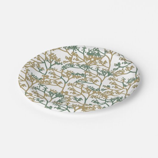 Bluish Beige Foliage Pappteller (Schrägansicht)