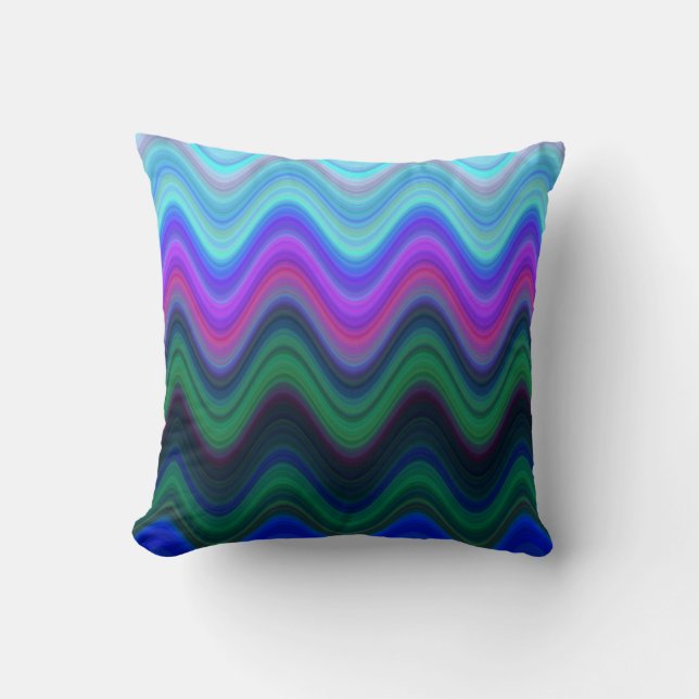 Bluish Blurred Waves Throw Kissen (Vorderseite)
