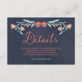 Bluish Chalkboard Elegante Blumenzwiebeldetails Begleitkarte (Vorderseite)