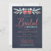 Bluish Chalkboard Floral Bridal Brunch Einladung (Vorderseite)