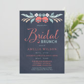 Bluish Chalkboard Floral Bridal Brunch Einladung (Stehend Vorderseite)