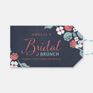 Bluish Chalkboard Floral Bridal Brunch Geschenk Ta Geschenkanhänger