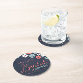 Bluish Chalkboard Floral Bridal Brunch Round Runder Pappuntersetzer (Vor Ort)