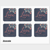 Bluish Chalkboard Liebe Hochzeit Quadratischer Aufkleber (Blatt)