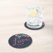 Bluish Chalkboard Liebe Hochzeit Runder Pappuntersetzer (Vor Ort)