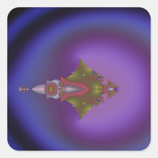 Bluish Fish Fraktal San Telmo Filter Quadratischer Aufkleber (Vorderseite)