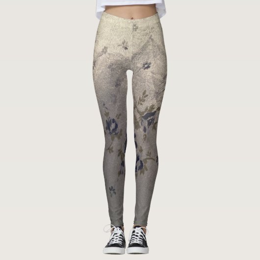 Bluish Floral Design Leggings (Vorderseite)