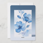 Bluish Floral Romantic Wedding Card Einladung (Rückseite)