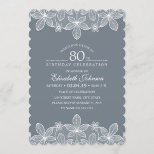 Bluish Gray 80. Geburtstagsparty Creative Lace Einladung