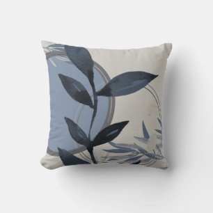 Bluish Gray Abstrakt Watercolor Leaf Kissen