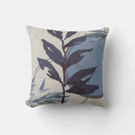 Bluish Gray Abstrakt Watercolor Leaf Kissen
