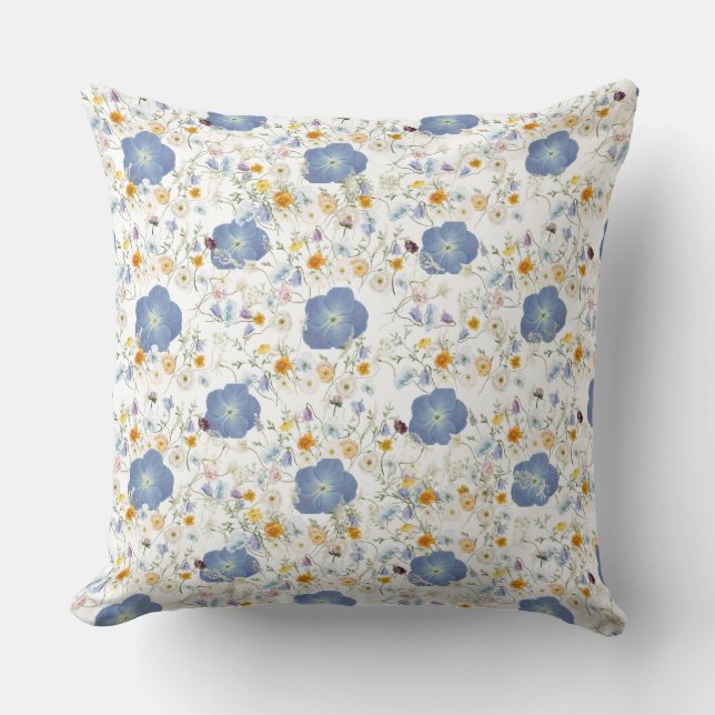 Bluish Gray Floral Design Kissen (Vorderseite)