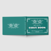 Bluish Green & White Wedding Guest Book Gästebuch (Voll)