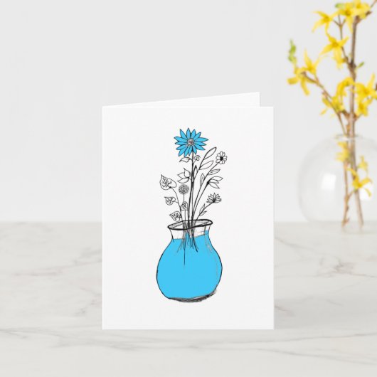 Bluish Greetings Karte (Gelbe Blume)