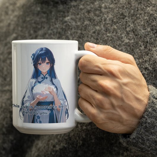 Bluish Hair Royal Anime Girl Kaffeetasse