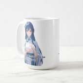 Bluish Hair Royal Anime Girl Kaffeetasse (Vorderseite Links)