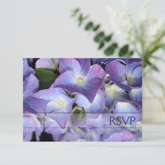 ©Bluish Lila Hydrangea UAWG Response Card RSVP Karte (Stehend Vorderseite)