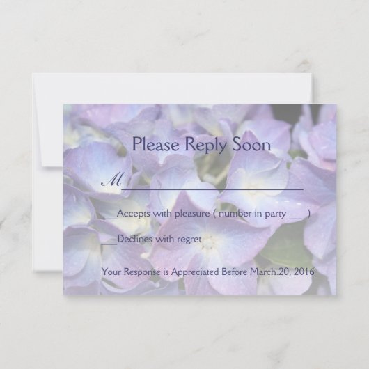 ©Bluish Lila Hydrangea UAWG Response Card RSVP Karte (Rückseite)