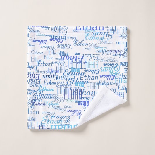 Bluish Names Pattern Badhandtuch Set (Waschlappen)
