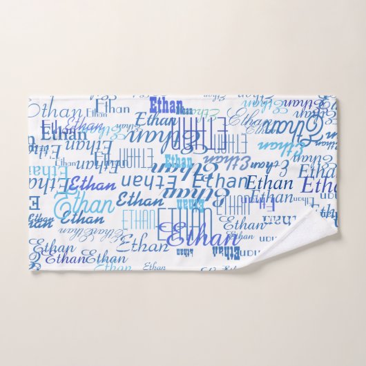 Bluish Names Pattern Badhandtuch Set (Handtuch)