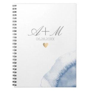 Bluish Wasserfarbe Detail Hochzeit Notizblock