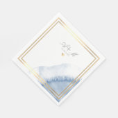Bluish Wasserfarbe Detail Hochzeit Serviette (Ecke)