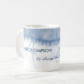 Bluish Wasserfarbe mit Name & Initial (Monogramm) Kaffeetasse (Vorderseite Links)