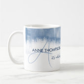 Bluish Wasserfarbe mit Name & Initial (Monogramm) Kaffeetasse (Links)