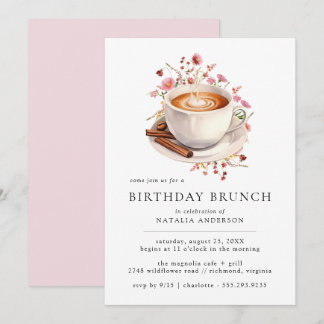 BluKaffee | Niedlich Giralrosa Geburtstagsbrunch Einladung