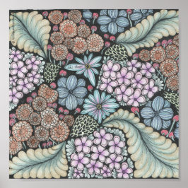 Blume1-Doodle-Druck 8x8in Poster