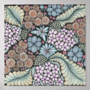 Blume1-Doodle-Druck 8x8in Poster
