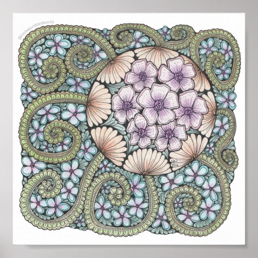 Blume2-Doodle-Druck 8x8in Poster (Vorne)