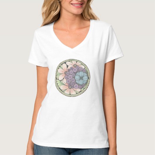 Blume4 doodle Art T - Shirt. T-Shirt (Vorderseite)