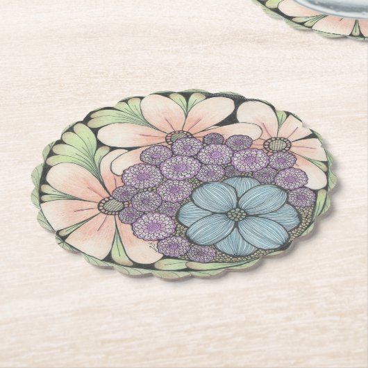 Blume4 Doodle Art Untersetzer (angewinkelt)