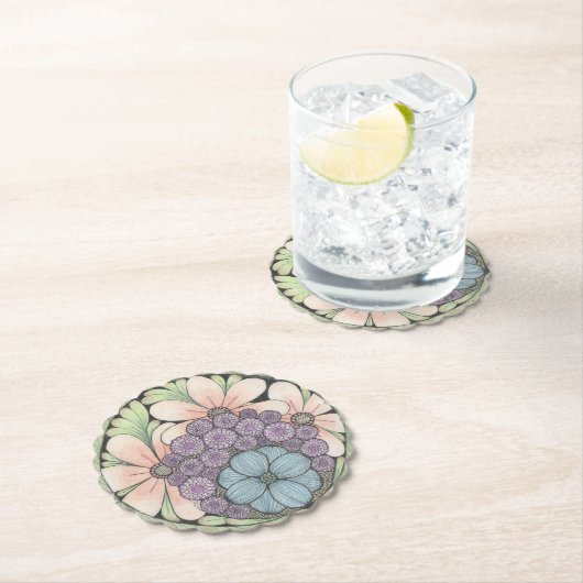 Blume4 Doodle Art Untersetzer (Vor Ort)