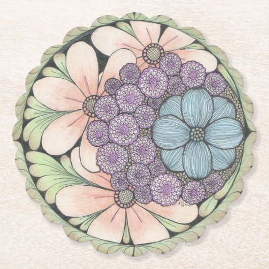 Blume4 Doodle Art Untersetzer (Vorderseite)