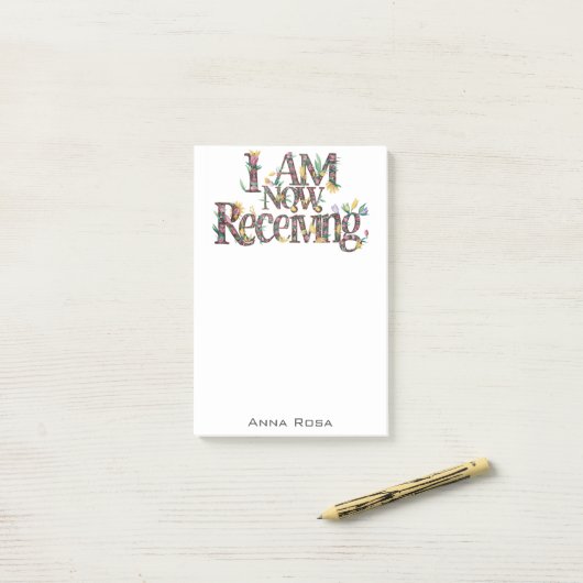 *~* Blume 13 ICH ERHALTE JETZT AP85 Manifesting Post-it Klebezettel (Auf Schreibtisch)