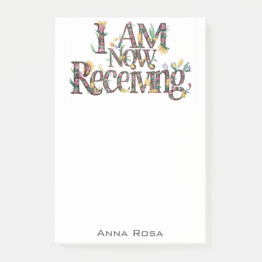 *~* Blume 13 ICH ERHALTE JETZT AP85 Manifesting Post-it Klebezettel (Vorderseite)