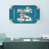 Blume 14. Geburtstag Aquamarine FotoCollage Gelb Banner (Messeveranstaltung)