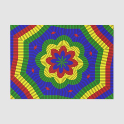 Blume-1-GEWEBE-WRAP-PAPIER MIT Primärfarben Seidenpapier (Vorderseite)