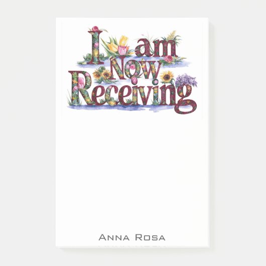 *~* Blume 23 ICH ERHALTE JETZT AP85 Manifesting Post-it Klebezettel (Vorderseite)